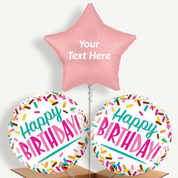 Personalisable Happy Birthday Donut Sprinkles Helium Balloons | Party Save Smile