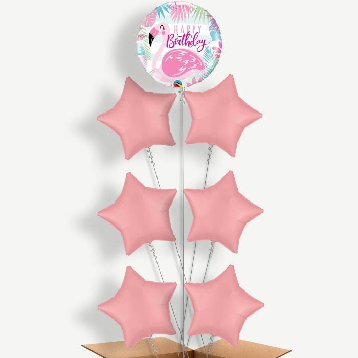 Flamingo Happy Birthday Helium Balloon Arrangement | Party Save Smile