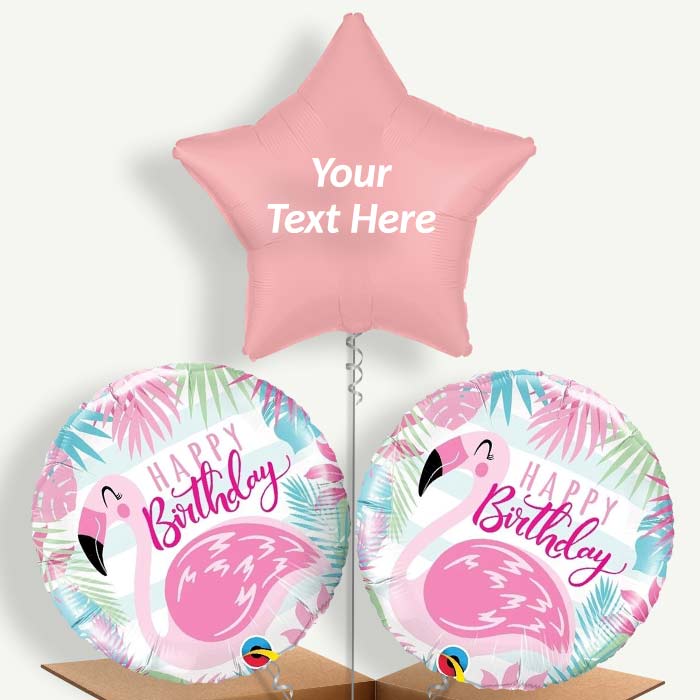 Personalisable Flamingo Happy Birthday Helium Balloons | Party Save Smile