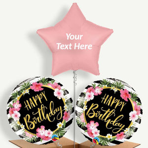 Personalisable Floral Tropical Happy Birthday Helium Balloons