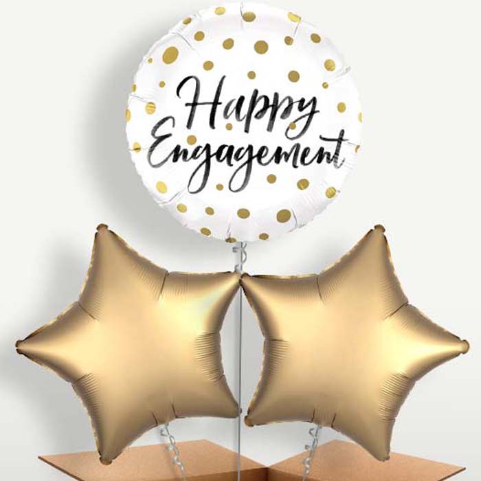 Happy Engagement Gold Dots Balloons in a Bunch | Party Save Smile