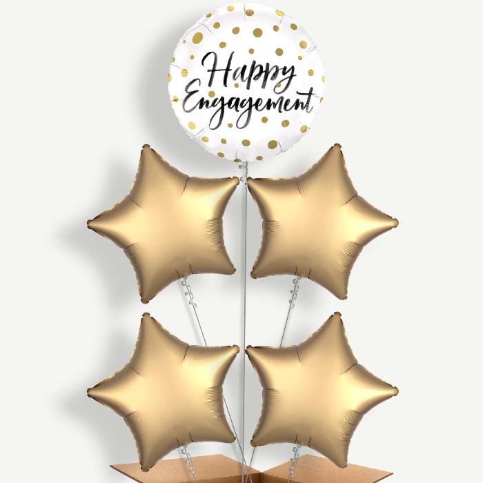 Happy Engagement Gold Dots Helium Cluster Balloons | Party Save Smile
