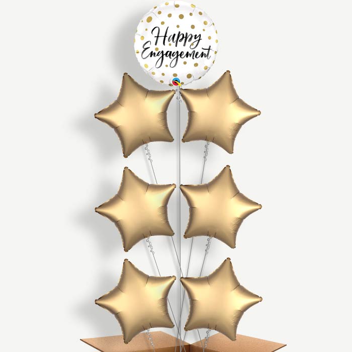 Happy Engagement Gold Dots Helium Balloon Arrangement | Party Save Smile