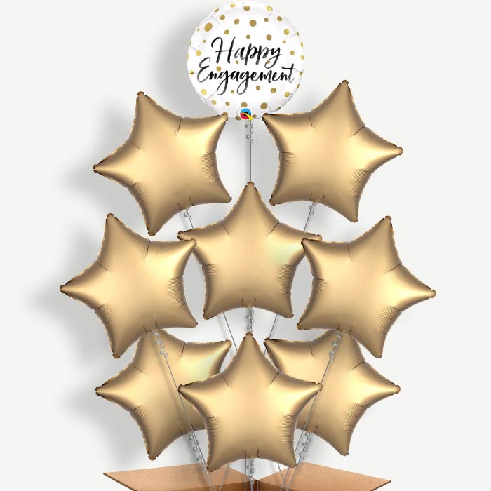 Happy Engagement Gold Dots Helium Balloon Bundle | Party Save Smile