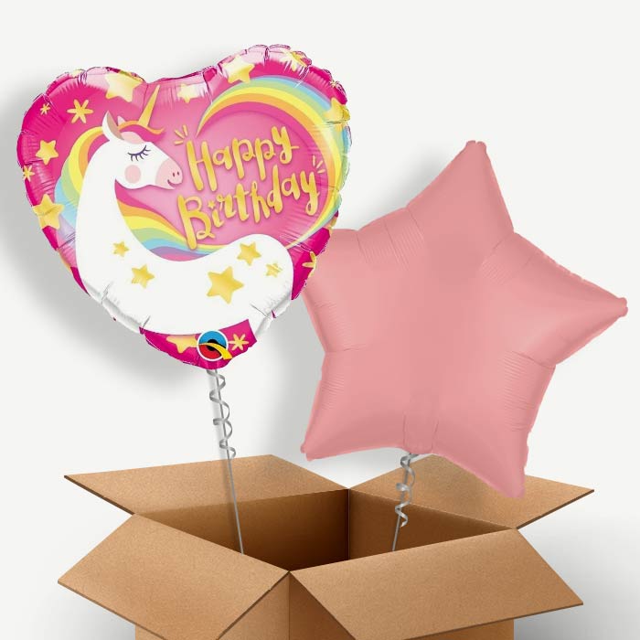 Happy Birthday Unicorn Helium Balloon Pair | Party Save Smile