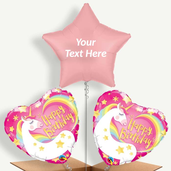 Personalisable Happy Birthday Unicorn Helium Balloons | Party Save Smile