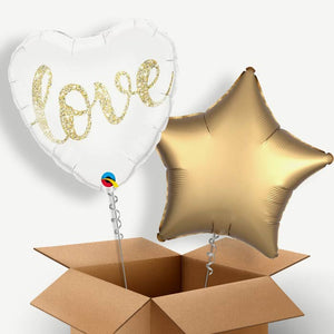 Glitter Heart Love Helium Balloon Duo