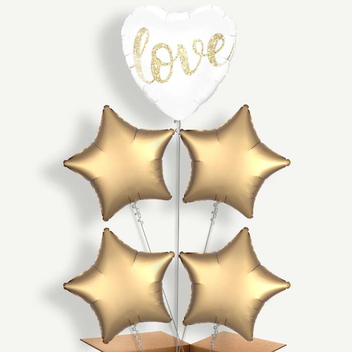 Glitter Heart Love Balloon Cluster Inflated with Helium | Party Save Smile