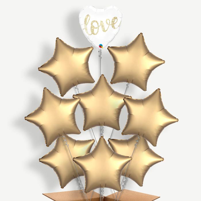 Glitter Heart Love Balloon Bundle Inflated with Helium | Party Save Smile