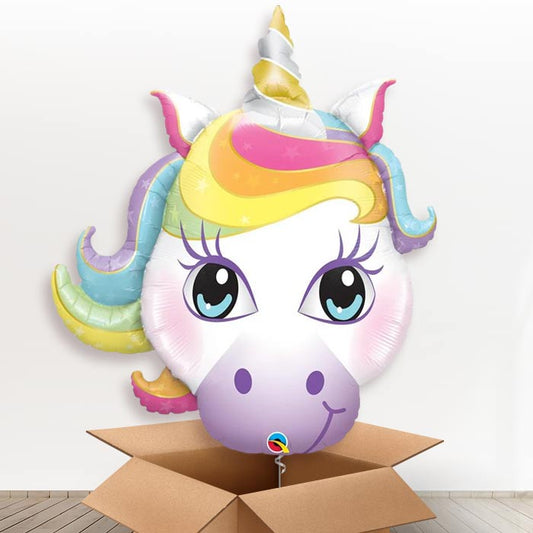 Large Unicorn Head Helium Balloon in a Box - Giant Balloon | Party Save Smile