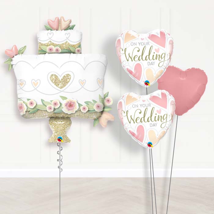 Wedding Balloon Displays in a Box - Cake-Giant Balloon + 2 Themed Balloons + 1 Plain Balloon 