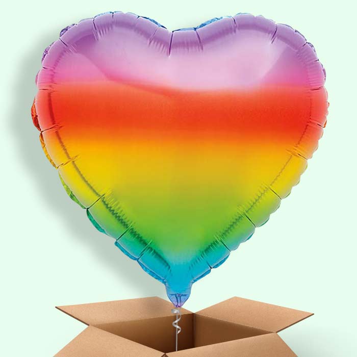Ombre Rainbow Heart Helium Balloons Delivered - 1 Balloon | Party Save Smile