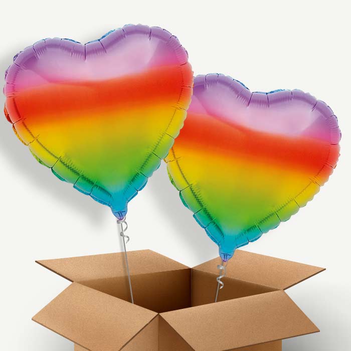 Ombre Rainbow Heart Helium Balloon Two | Party Save Smile