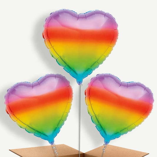 Ombre Rainbow Heart Bunch of Balloons (Trio) | Party Save Smile