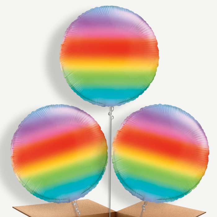 Ombre Rainbow Round Bunch of Balloons (Trio) | Party Save Smile
