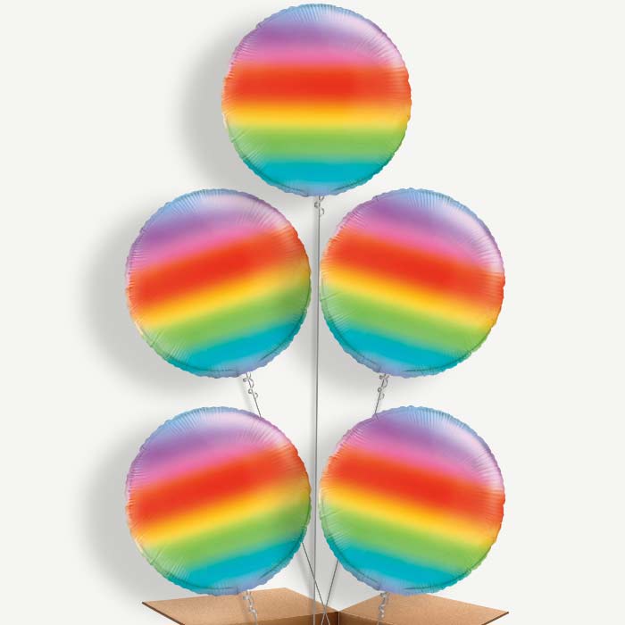 Ombre Rainbow Round 5 Helium Cluster Balloons | Party Save Smile