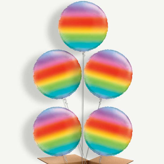 Ombre Rainbow Round 5 Helium Cluster Balloons | Party Save Smile