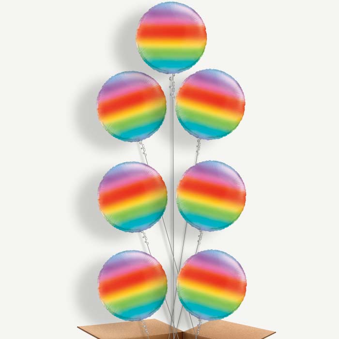 Ombre Rainbow Round 7 Helium Balloon Arrangement | Party Save Smile