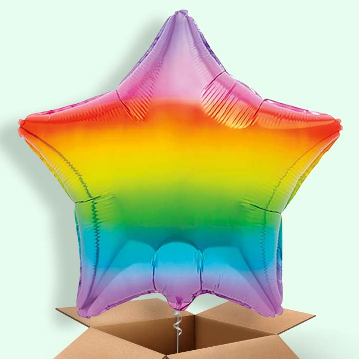 Ombre Rainbow Star Helium Balloons Delivered - 1 Balloon | Party Save Smile