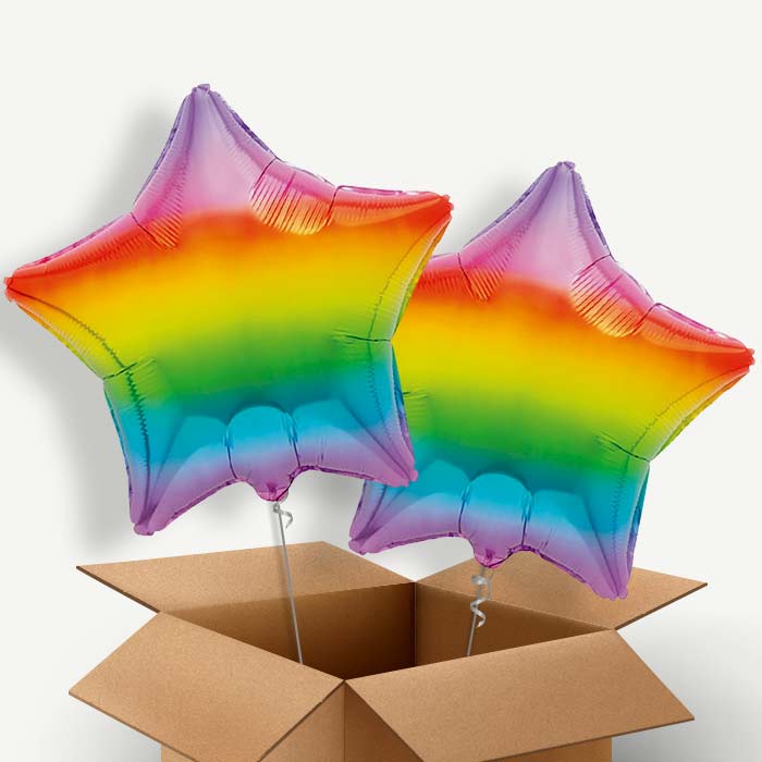 Ombre Rainbow Star Helium Balloon Two | Party Save Smile