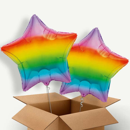 Ombre Rainbow Star Helium Balloon Two | Party Save Smile