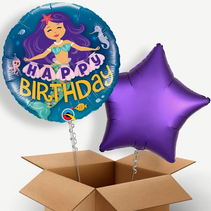Happy Birthday Mermaid Helium Balloon Two | Party Save Smile