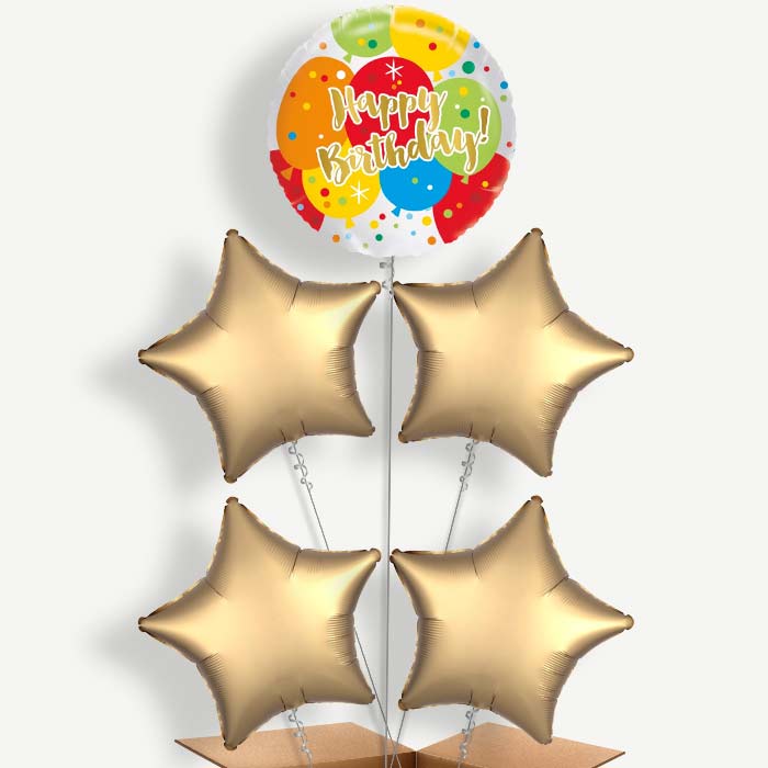 Colourful Birthday Balloon Cluster Inflated with Helium | Party Save Smile