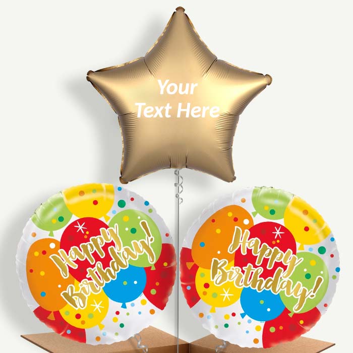 Personalisable Colourful Birthday Helium Balloons | Party Save Smile