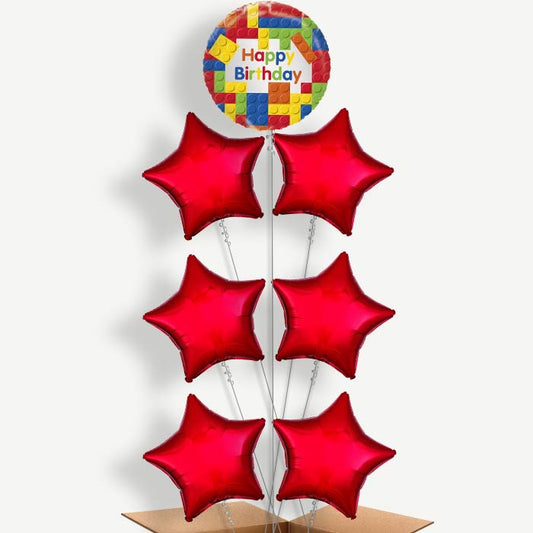 Building Blocks Happy Birthday Helium Balloon Arrangement | Party Save Smile