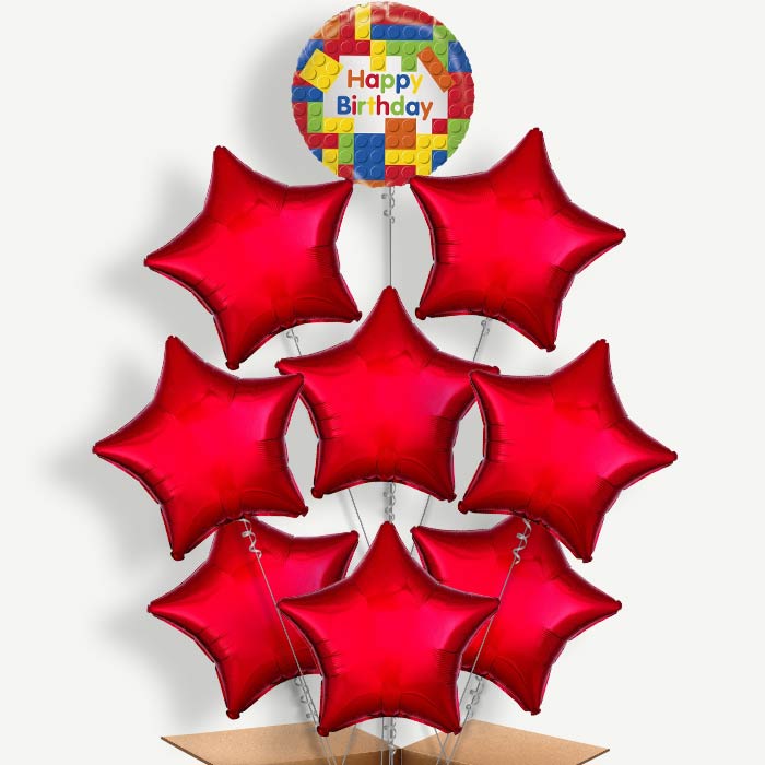 Building Blocks Happy Birthday Helium Balloon Bundle | Party Save Smile