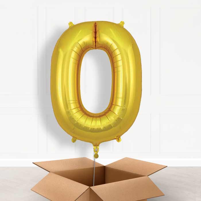 Gold Helium Filled Number Balloons 0-9 - Party Save Smile