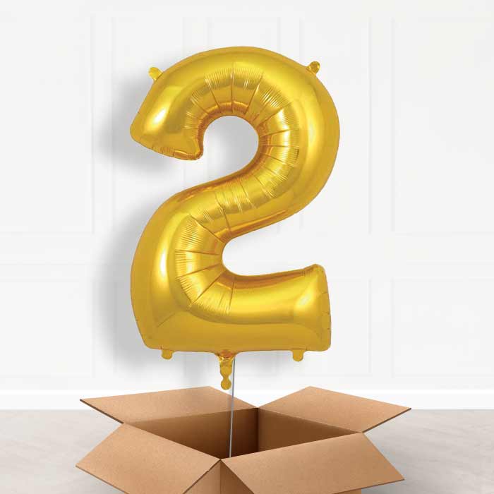 Gold Helium Filled Number Balloons 0-9 - Party Save Smile