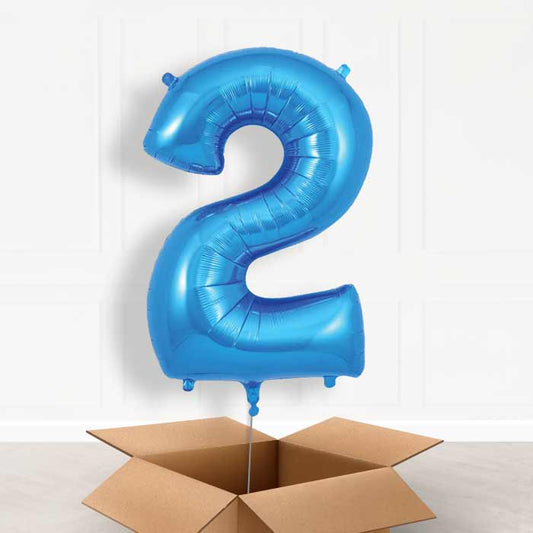 Blue Number 2 Helium Balloon in a Box - Giant Number | Party Save Smile