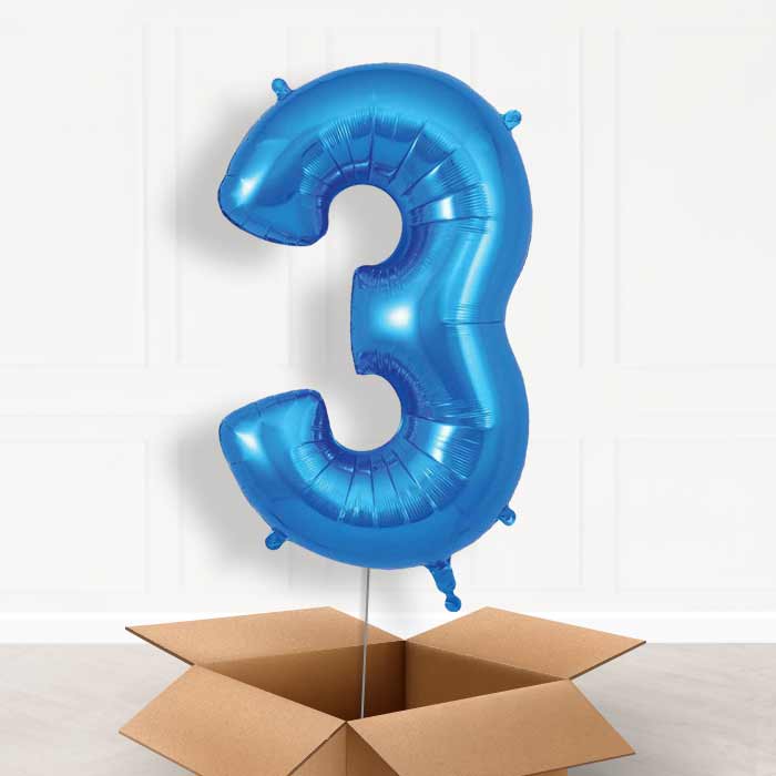 Blue Helium Filled Number Balloons 0-9