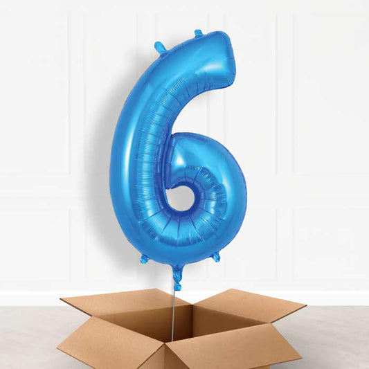 Blue Number 6 Helium Balloon in a Box - Giant Number | Party Save Smile