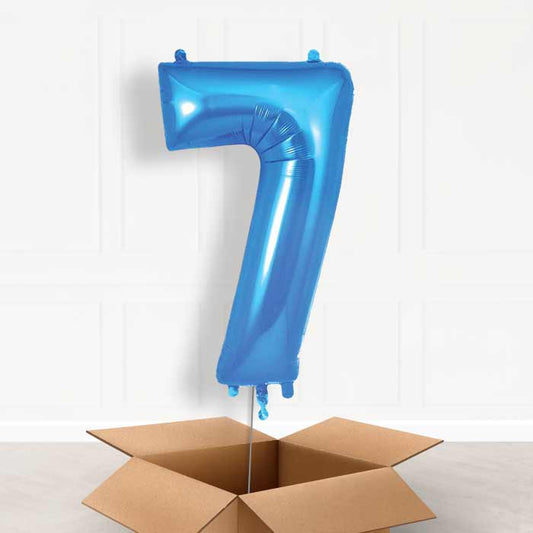Blue Number 7 Helium Balloon in a Box - Giant Number | Party Save Smile