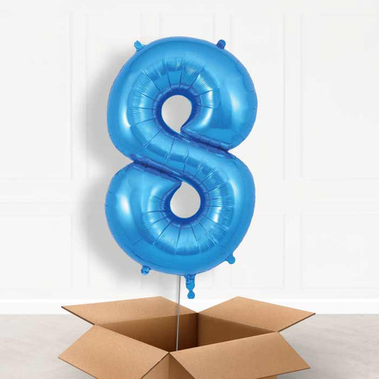 Blue Number 8 Helium Balloon in a Box - Giant Number | Party Save Smile