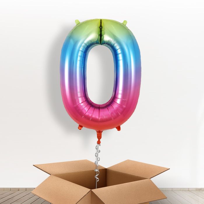 Rainbow Helium Filled Number Balloons 0-9 - Party Save Smile
