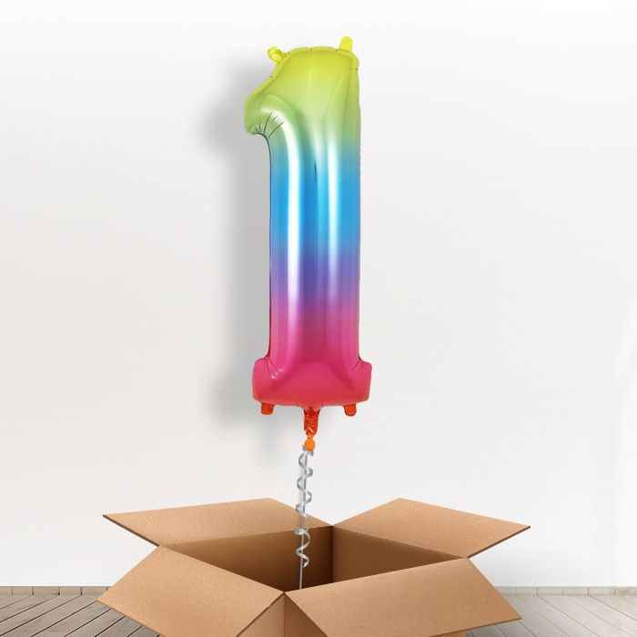 Rainbow Helium Filled Number Balloons 0-9 - Party Save Smile