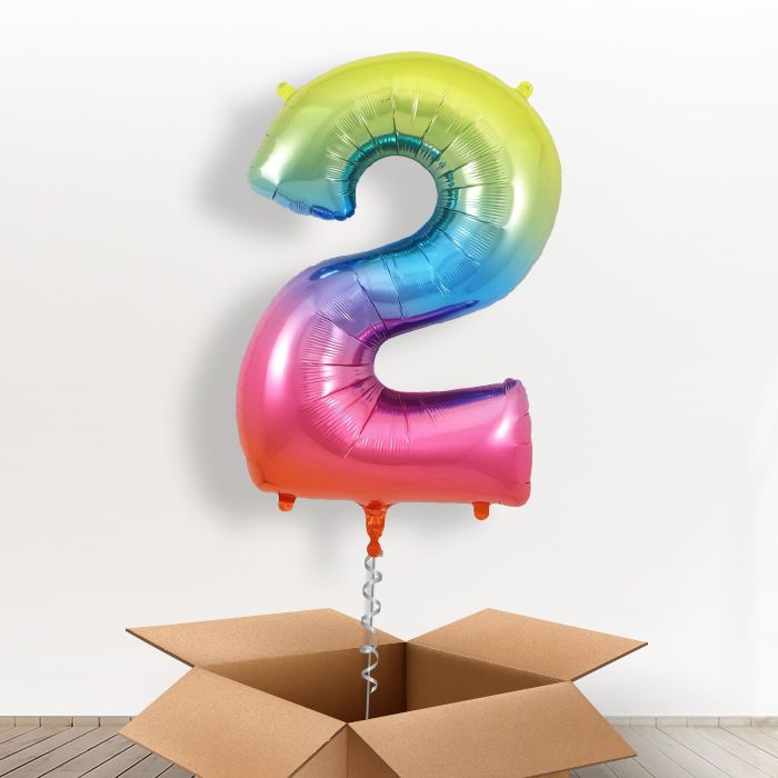 Rainbow Helium Filled Number Balloons 0-9 - Party Save Smile
