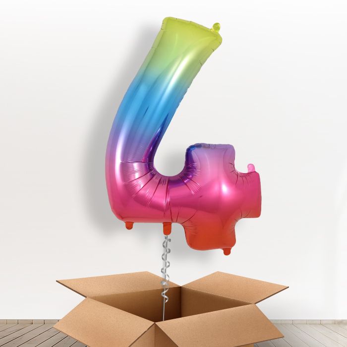 Rainbow Helium Filled Number Balloons 0-9 - Party Save Smile