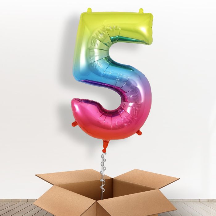 Rainbow Helium Filled Number Balloons 0-9 - Party Save Smile