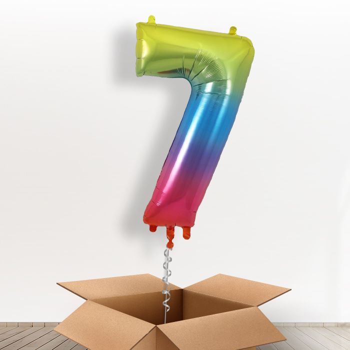 Rainbow Helium Filled Number Balloons 0-9 - Party Save Smile