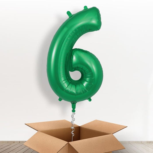 Green Number 6 Helium Balloon in a Box - Giant Number | Party Save Smile