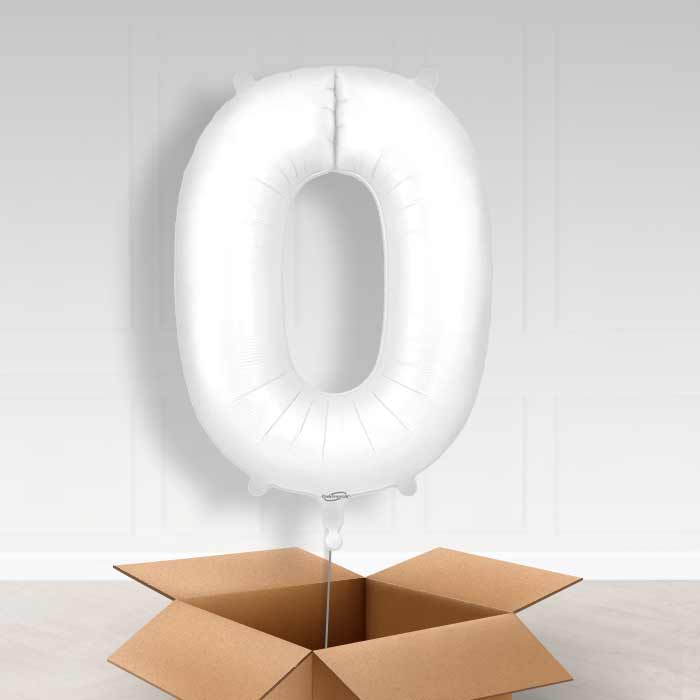 White Helium Filled Number Balloons 0-9