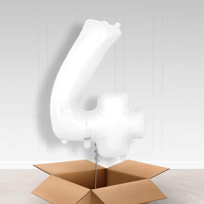 White Helium Filled Number Balloons 0-9