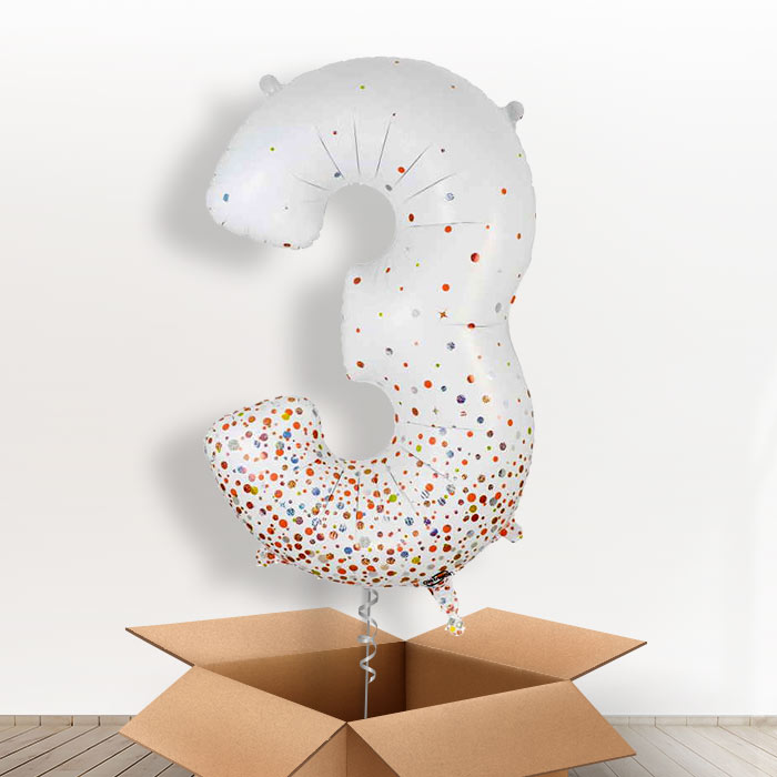Rose Gold and White Helium Filled Number Balloons 0-9 - Party Save Smile