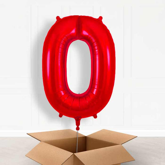 Red Number 0 Helium Balloon in a Box - Giant Number | Party Save Smile