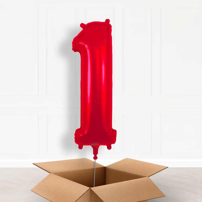 Red Helium Filled Number Balloons 0-9 - Party Save Smile