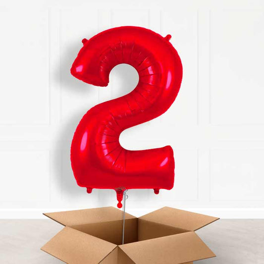 Red Number 2 Helium Balloon in a Box - Giant Number | Party Save Smile